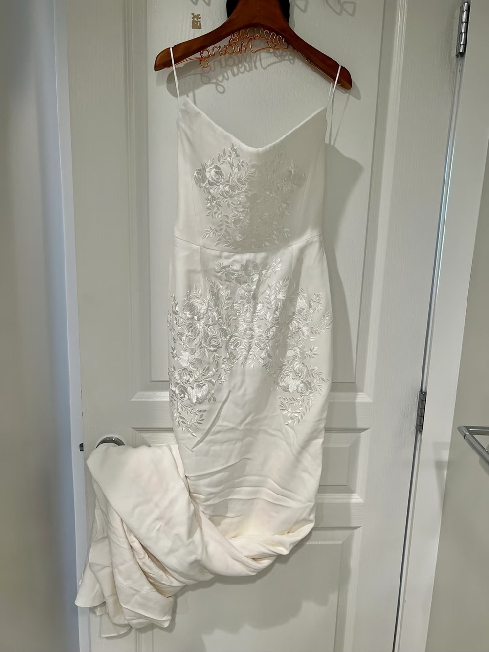 Stella McCartney Ivory Spaghetti-Strap Wedding Dress with Floral Embroidery